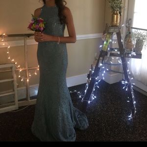 light blue la femme prom dress